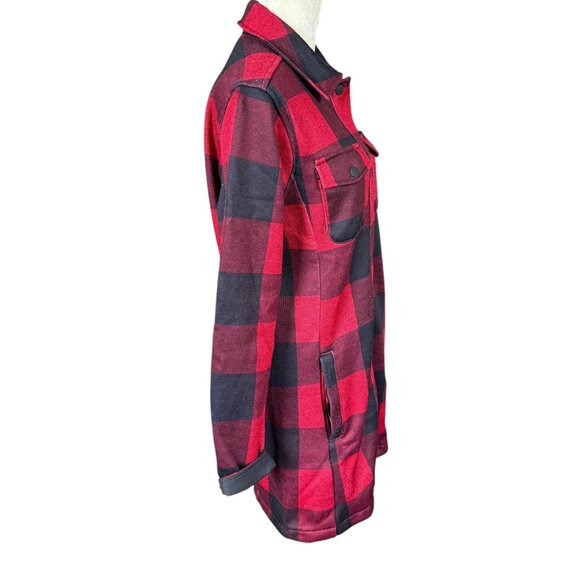 Lands' End red and black buffalo plaid snap front jacket XS 2-4 - Picture 3 of 10